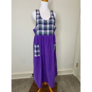 Cottagecore Purple Plaid Babydoll Dress Sz Medium